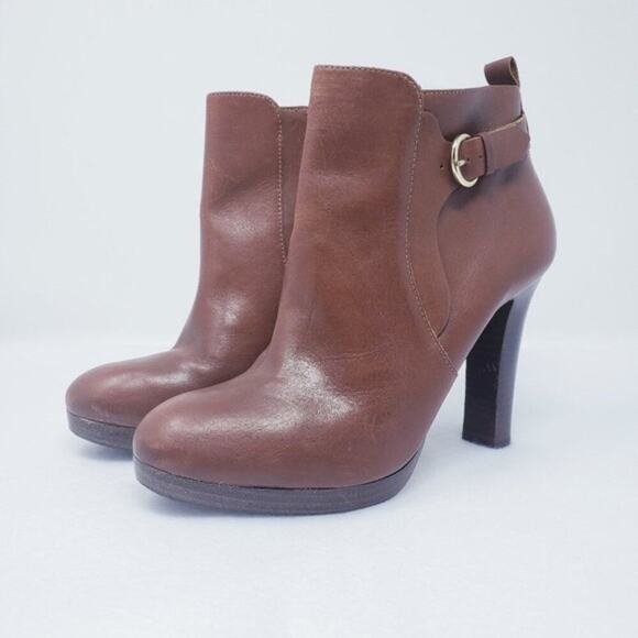 Neiman Marcus Spencer Block Heel Ankle Leather Chelsea Booties Zipper Women's 10 - Picture 1 of 8